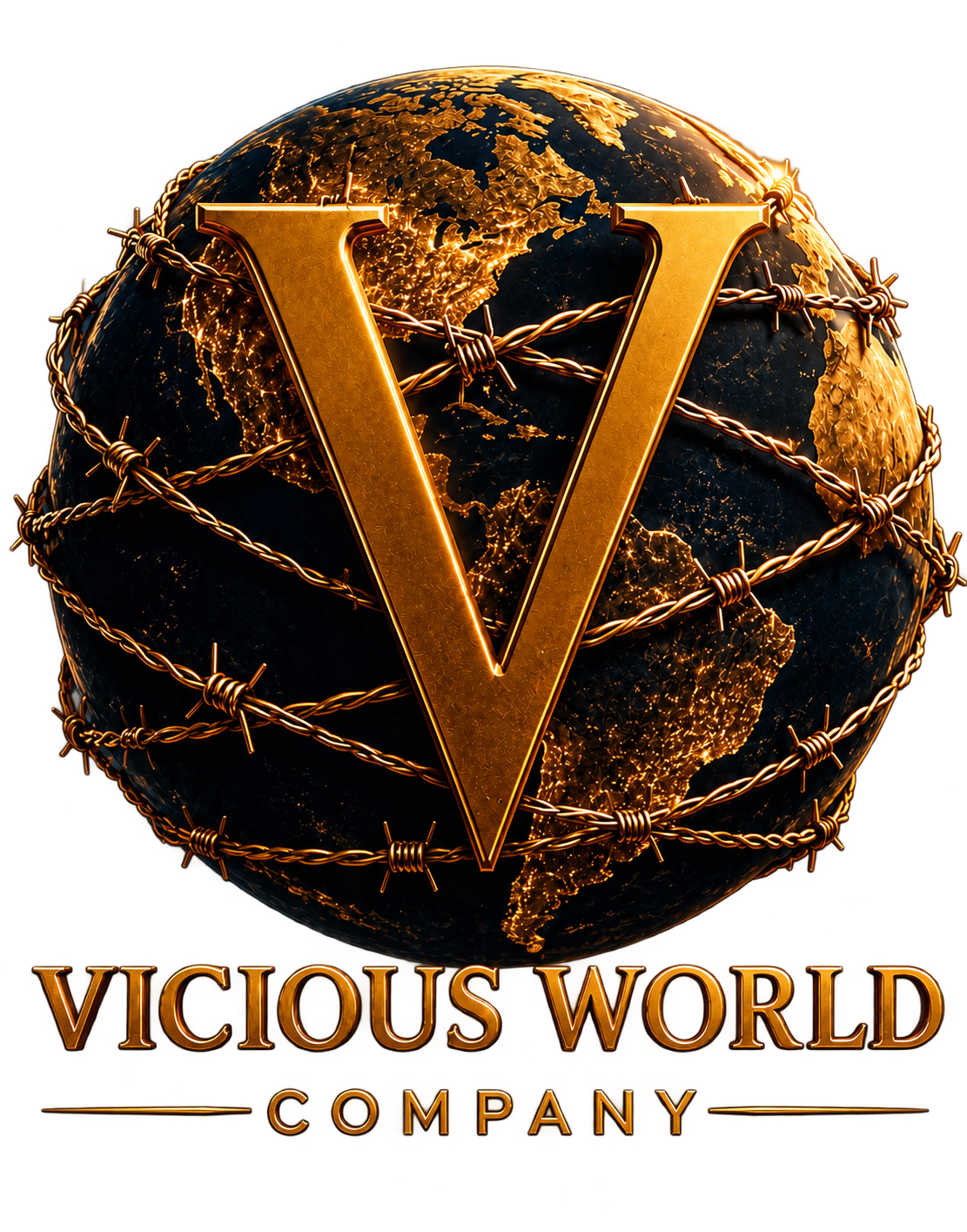 VICIOUS WORLD barbed-wire earth logo